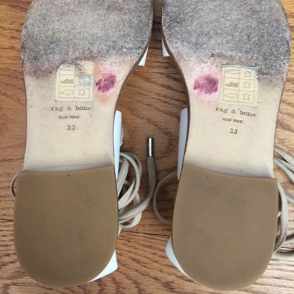 RAG & BONE EVELYN SANDALS WOMENS 36 US 6 7 WHITE LEATHER TIE UP 9.25" - Picture 14 of 16
